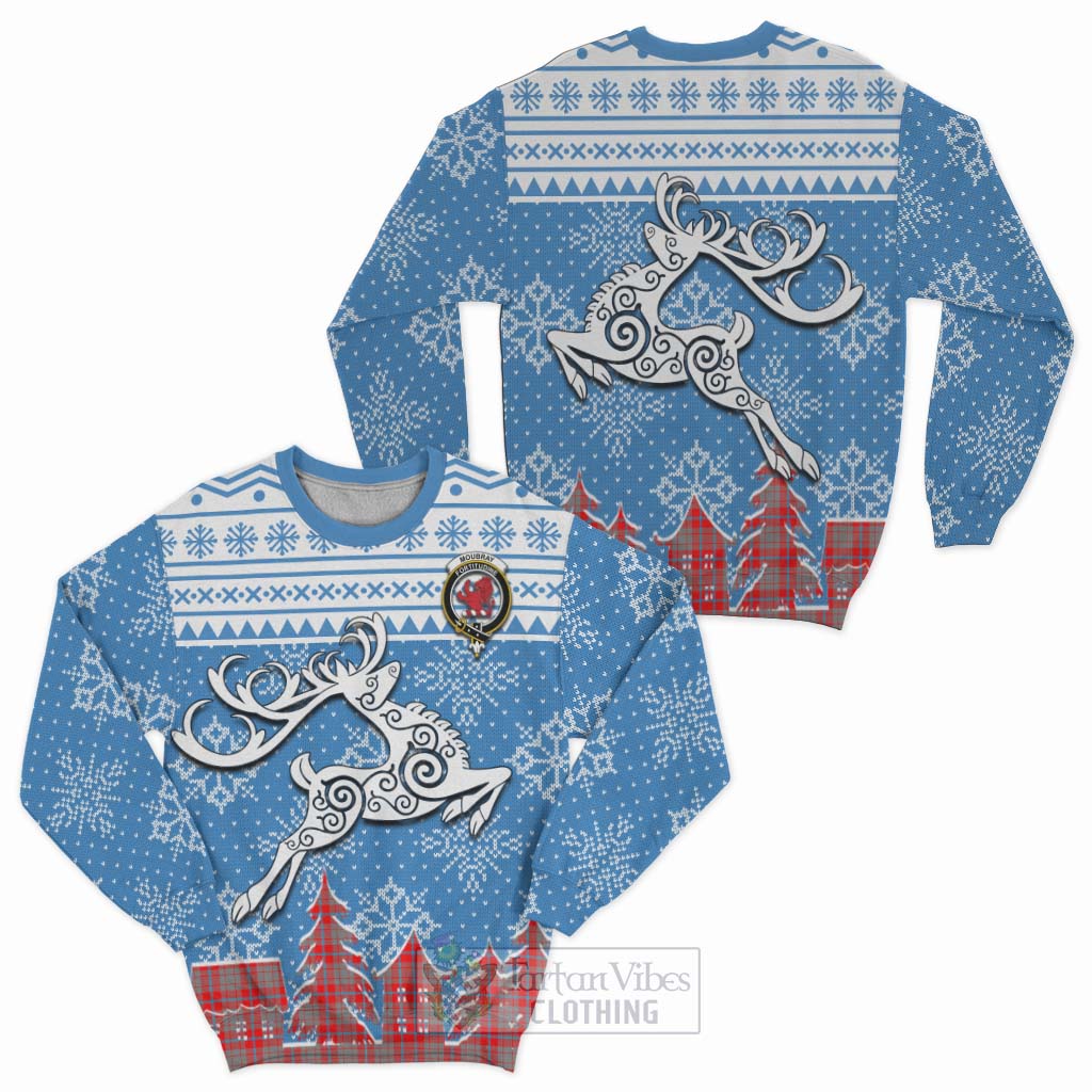 Moubray Clan Christmas Sweatshirt Celtic Reindeer Style Unisex - Tartan Vibes Clothing