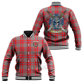 Moubray Tartan Baseball Jacket with Family Crest Celtic Skull Style Unisex - Tartan Vibes Clothing