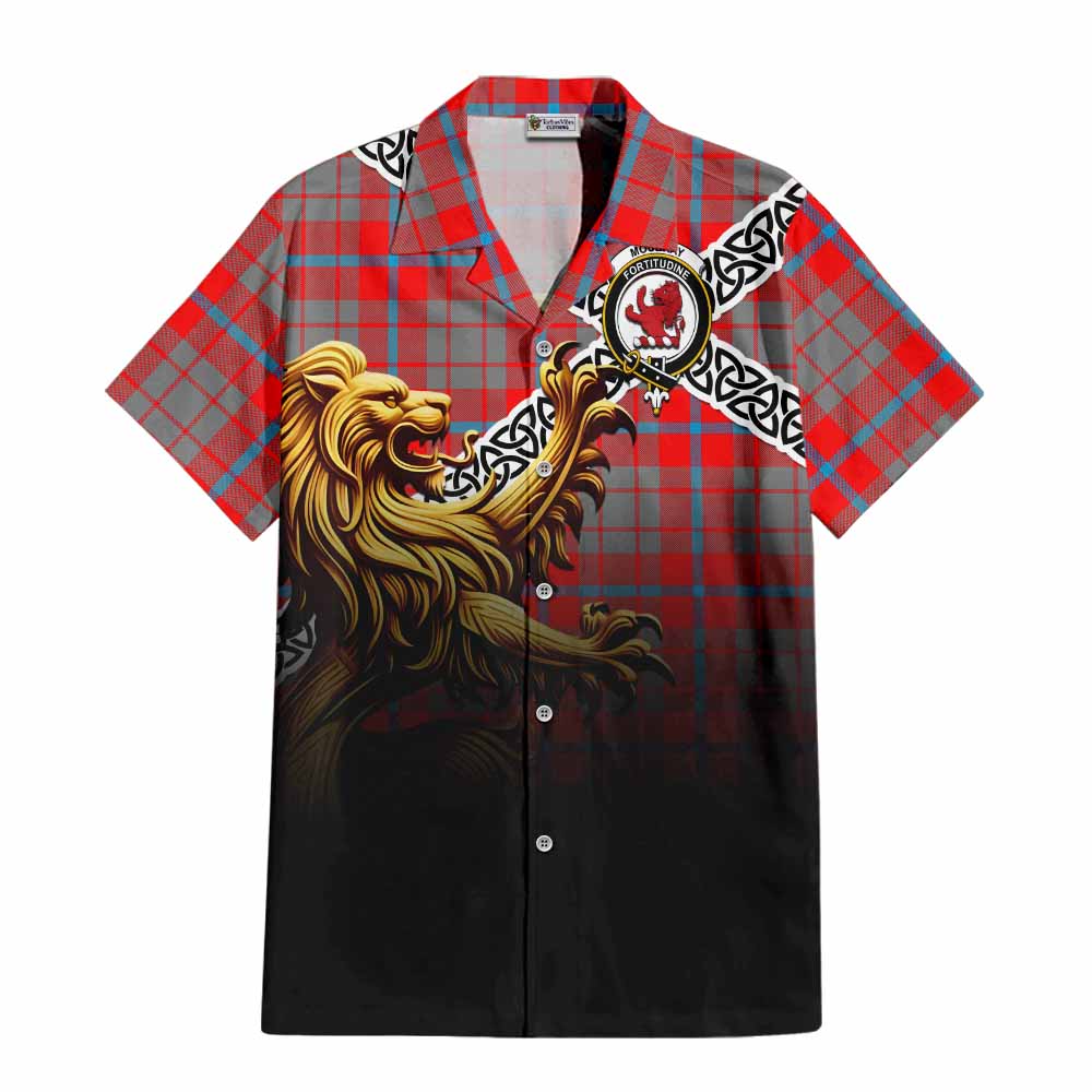 Moubray Crest Tartan Hawaiian Shirt with Golden Lion Emblem Celtic Style Kid - Tartan Vibes Clothing