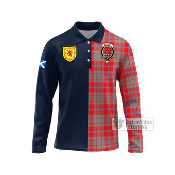 Moubray Tartan Long Sleeve Polo Shirt Alba with Scottish Lion Royal Arm Half Style Unisex - Tartan Vibes Clothing
