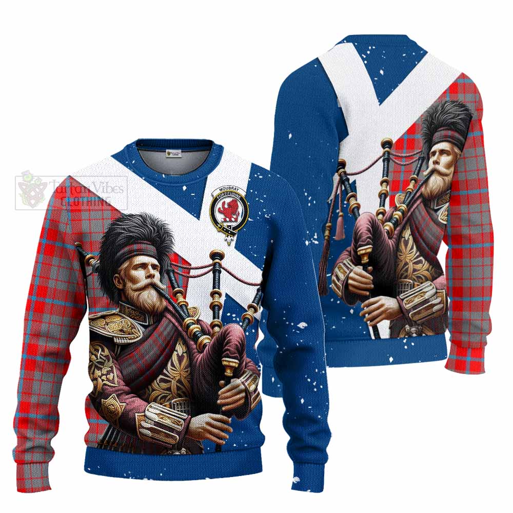 Moubray Tartan Knitted Sweater with Family Crest Scottish Bagpiper Vibes Unisex - Tartan Vibes Clothing