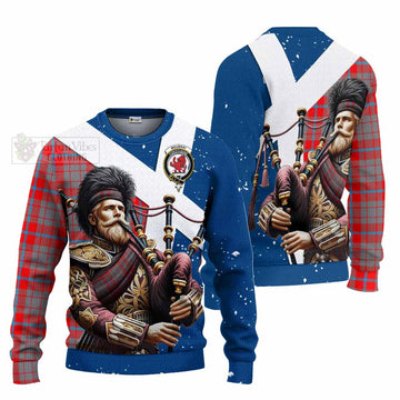 Moubray Tartan Knitted Sweater with Family Crest Scottish Bagpiper Vibes Unisex - Tartan Vibes Clothing