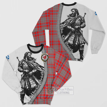 Moubray Tartan Clan Crest Sweatshirt with Highlander Warrior Celtic Style Unisex - Tartan Vibes Clothing
