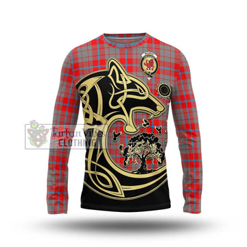 Moubray Tartan Long Sleeve T-Shirt with Family Crest Celtic Wolf Style Unisex - Tartan Vibes Clothing