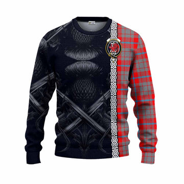 Moubray Tartan Knitted Sweater with Family Crest Cross Sword Thistle Celtic Vibes Unisex - Tartan Vibes Clothing