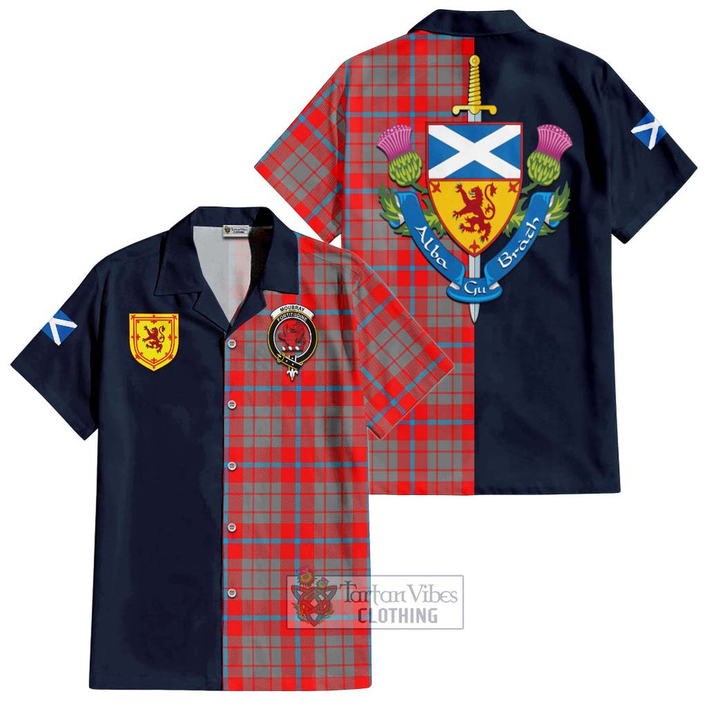 Moubray Tartan Hawaiian Shirt Alba with Scottish Lion Royal Arm Half Style Kid - Tartan Vibes Clothing