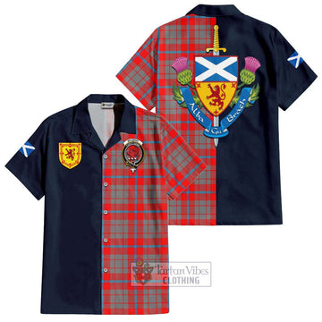 Moubray Tartan Hawaiian Shirt Alba with Scottish Lion Royal Arm Half Style Kid - Tartan Vibes Clothing