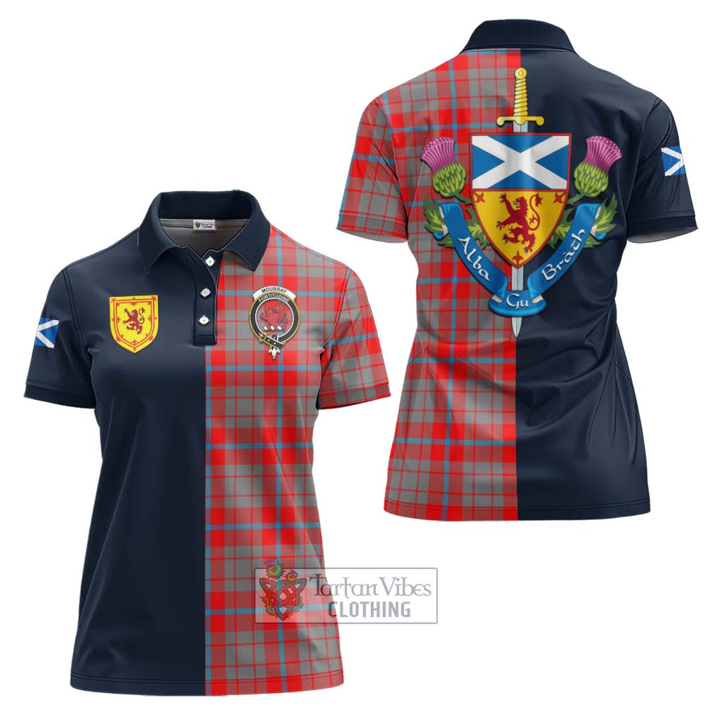 Moubray Tartan Women's Polo Shirt Alba with Scottish Lion Royal Arm Half Style Women - Tartan Vibes Clothing