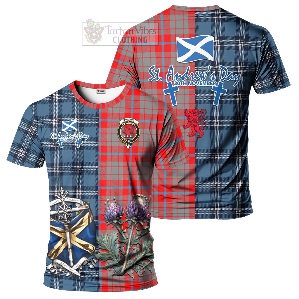 Moubray Tartan T-Shirt Happy St. Andrew's Day Half Tartan Style Kid's Shirt - Tartan Vibes Clothing