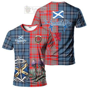 Moubray Tartan T-Shirt Happy St. Andrew's Day Half Tartan Style Kid's Shirt - Tartan Vibes Clothing