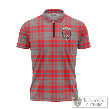 Moubray Tartan Zipper Polo Shirt with Family Crest
