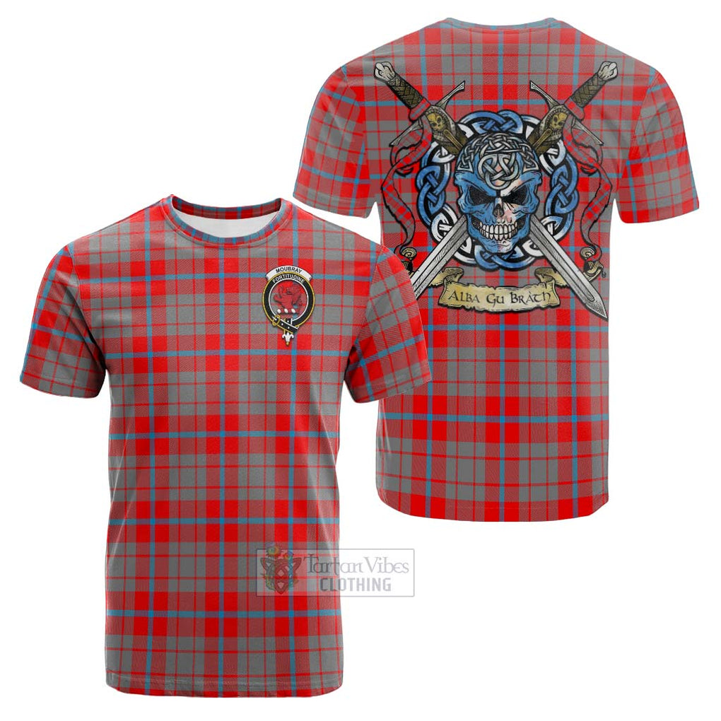 Tartan Vibes Clothing Moubray Tartan Cotton T-shirt with Family Crest Celtic Skull Style