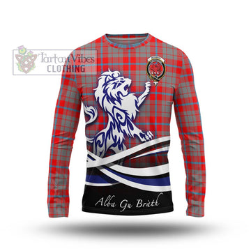 Moubray Tartan Long Sleeve T-Shirt with Alba Gu Brath Regal Lion Emblem Unisex - Tartan Vibes Clothing