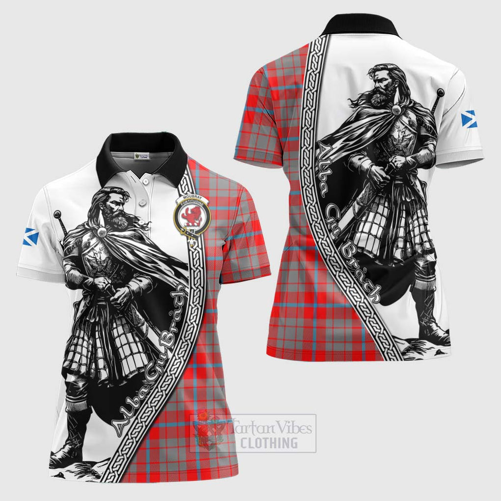 Moubray Tartan Clan Crest Women's Polo Shirt with Highlander Warrior Celtic Style Women - Tartan Vibes Clothing