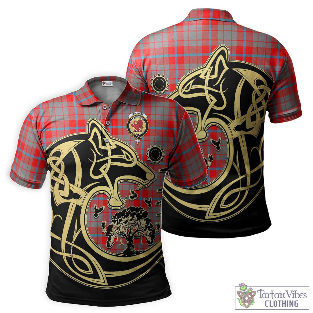 Moubray Tartan Polo Shirt with Family Crest Celtic Wolf Style Kid - Tartan Vibes Clothing