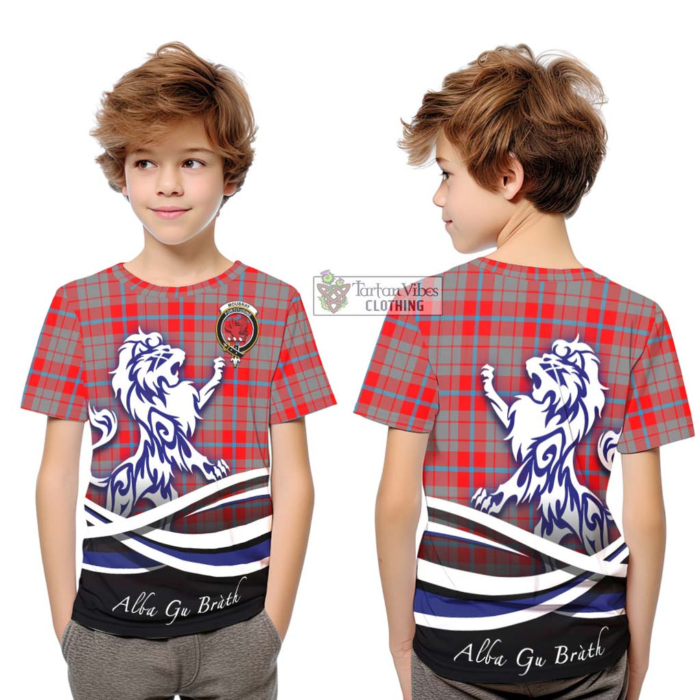 Moubray Tartan Kid T-Shirt with Alba Gu Brath Regal Lion Emblem Youth XL Size14 - Tartan Vibes Clothing