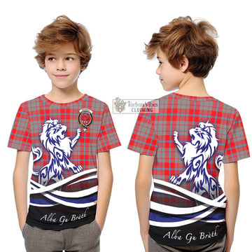 Moubray Tartan Kid T-Shirt with Alba Gu Brath Regal Lion Emblem Youth XL Size14 - Tartan Vibes Clothing