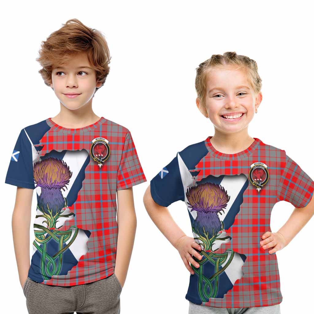 Tartan Vibes Clothing Moubray Tartan Family Crest Kid T-Shirt Scottish Thistle Celtic Inspired