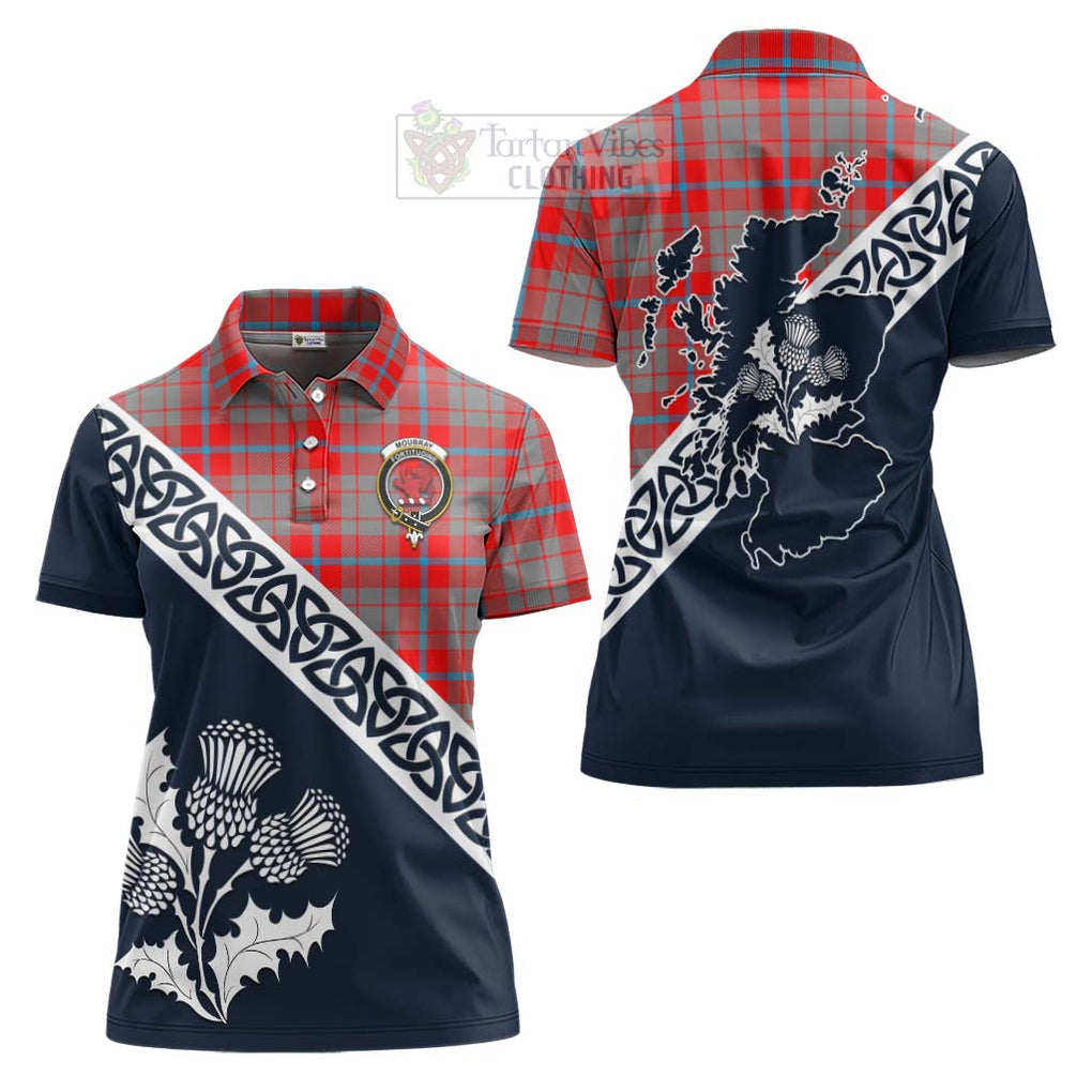 Moubray Tartan Women's Polo Shirt Featuring Thistle and Scotland Map Women - Tartanvibesclothing Store