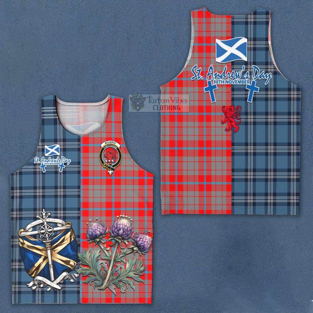 Moubray Tartan Men's Tank Top Happy St. Andrew's Day Half Tartan Style Men - Tartan Vibes Clothing