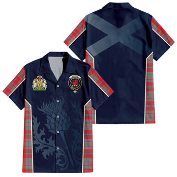 Moubray Tartan Hawaiian Shirt with Family Crest and Scottish Thistle Vibes Sport Style Kid - Tartan Vibes Clothing