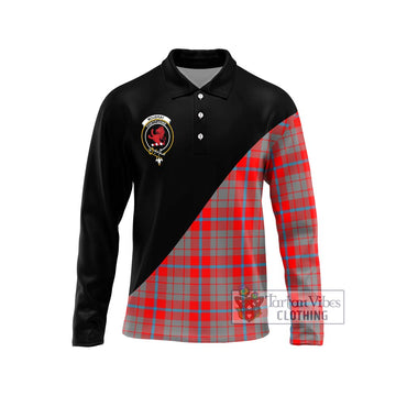 Moubray Tartan Long Sleeve Polo Shirt with Family Crest and Military Logo Style Unisex - Tartan Vibes Clothing