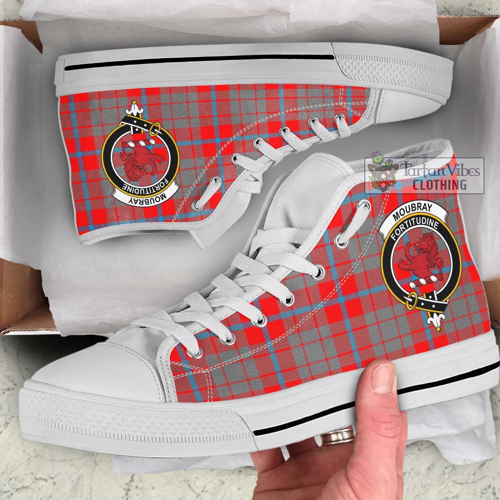 Moubray Tartan High Top Shoes with Family Crest Kid High Top - White Sole - Tartan Vibes Clothing