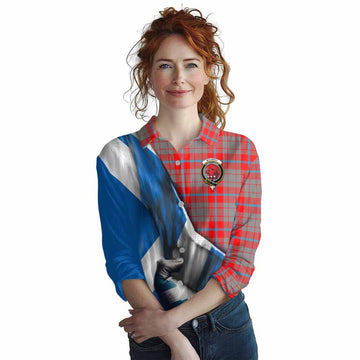 Moubray Tartan Women's Casual Shirt with Family Crest Scotland Patriotic Style Female - Tartan Vibes Clothing