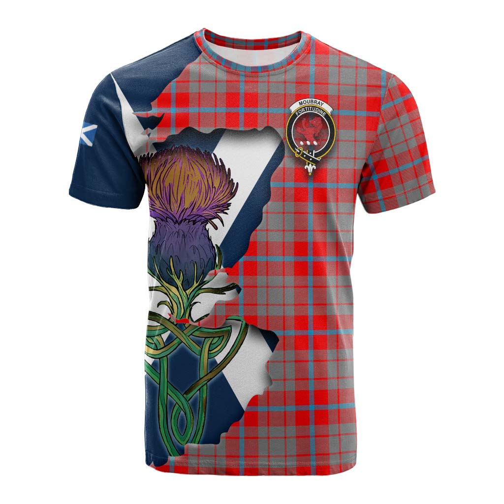 Tartan Vibes Clothing Moubray Tartan Family Crest Cotton T-shirt Scottish Thistle Celtic Inspired