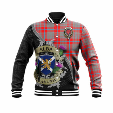 Moubray Tartan Family Crest Baseball Jacket Lion Rampant Royal Thistle Shield Celtic Inspired Unisex - Tartan Vibes Clothing