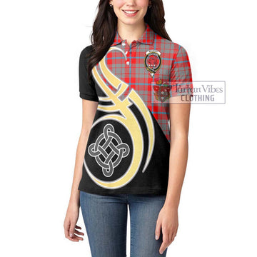 Moubray Tartan Women's Polo Shirt with Family Crest and Celtic Symbol Style Women - Tartan Vibes Clothing