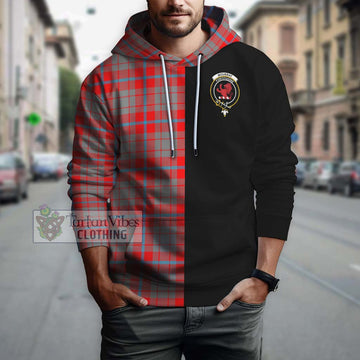 Moubray Tartan Hoodie with Family Crest and Half Of Me Style Zip Hoodie - Tartan Vibes Clothing