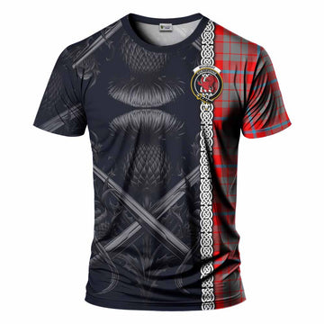 Moubray Tartan T-Shirt with Family Crest Cross Sword Thistle Celtic Vibes Kid's Shirt - Tartan Vibes Clothing