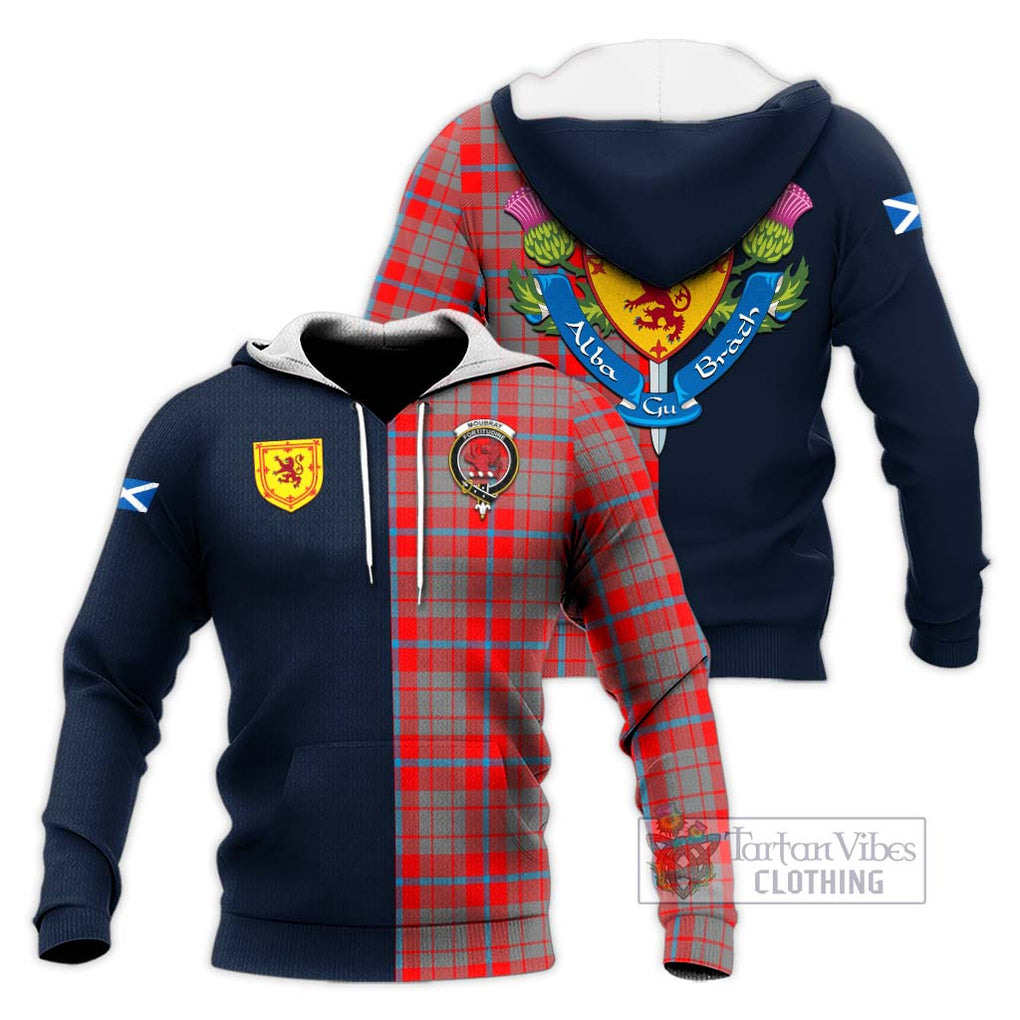 Tartan Vibes Clothing Moubray Tartan Knitted Hoodie with Scottish Lion Royal Arm Half Style