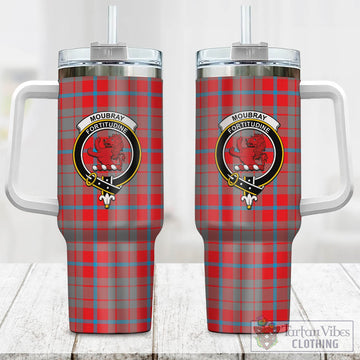 Moubray Tartan and Family Crest Tumbler with Handle