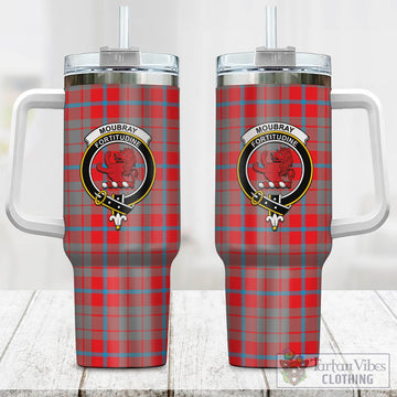 Moubray Tartan Tumbler with Handle with Family Crest One Size 40 OZ - Tartan Vibes Clothing
