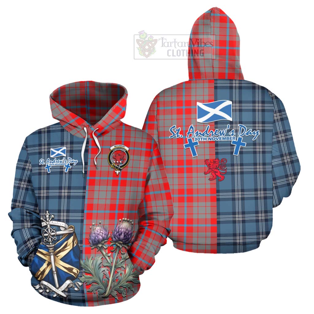 Moubray Tartan Hoodie Happy St. Andrew's Day Half Tartan Style Zip Hoodie - Tartan Vibes Clothing