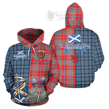 Moubray Tartan Hoodie Happy St. Andrew's Day Half Tartan Style Zip Hoodie - Tartan Vibes Clothing