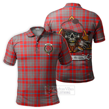Moubray Tartan Polo Shirt with Family Crest and Bearded Skull Holding Bottles of Whiskey Kid - Tartan Vibes Clothing