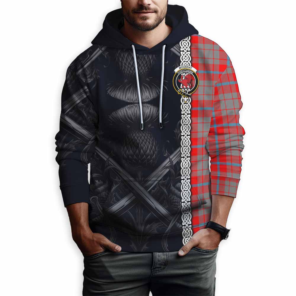 Moubray Tartan Hoodie with Family Crest Cross Sword Thistle Celtic Vibes Pullover Hoodie - Tartan Vibes Clothing