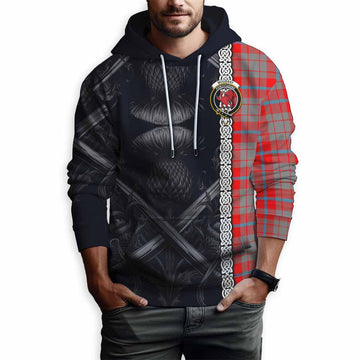 Moubray Tartan Hoodie with Family Crest Cross Sword Thistle Celtic Vibes Pullover Hoodie - Tartan Vibes Clothing