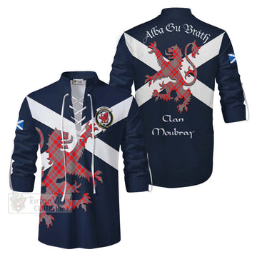 Moubray Tartan Lion Rampant Ghillie Kilt Shirt Proudly Display Your Heritage with Alba Gu Brath and Clan Name Men - Tartan Vibes Clothing