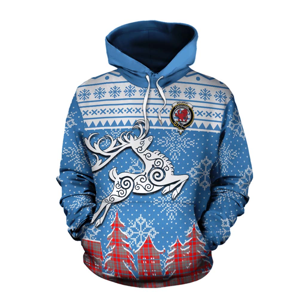 Moubray Clan Christmas Cotton Hoodie Celtic Reindeer Style Pullover Hoodie XS - Tartan Vibes Clothing