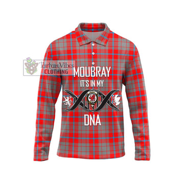 Moubray Tartan Long Sleeve Polo Shirt with Family Crest DNA In Me Style Unisex - Tartan Vibes Clothing