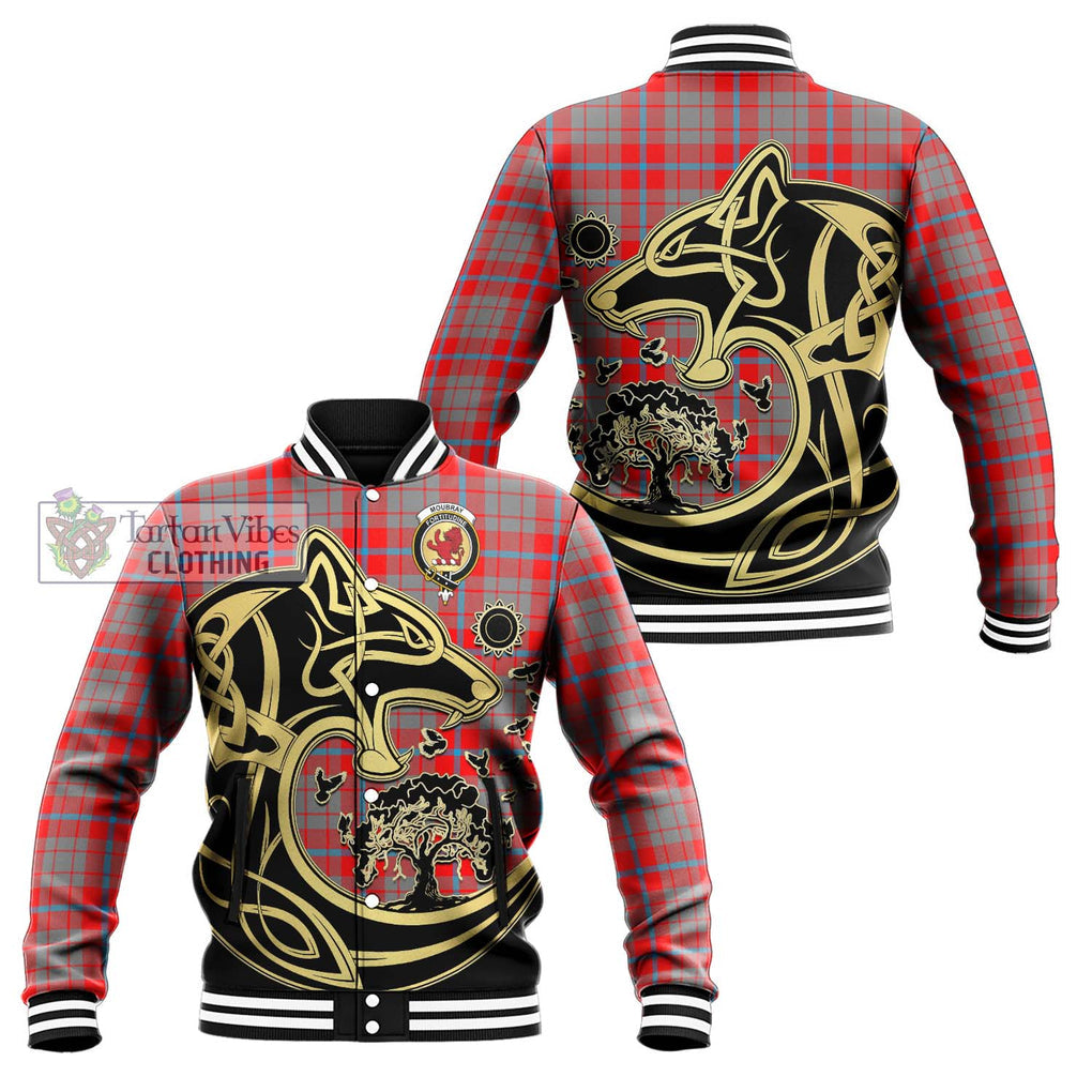 Moubray Tartan Baseball Jacket with Family Crest Celtic Wolf Style Unisex - Tartan Vibes Clothing