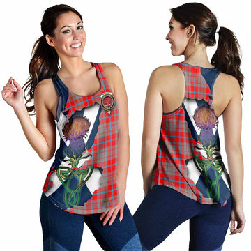 Tartan Vibes Clothing Moubray Tartan Family Crest Women's Racerback Tanks Scottish Thistle Celtic Inspired