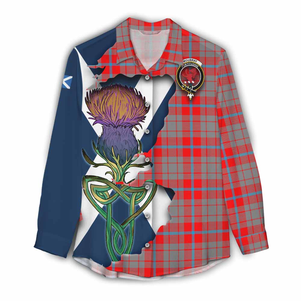 Tartan Vibes Clothing Moubray Tartan Family Crest Women's Casual Shirt Scottish Thistle Celtic Inspired