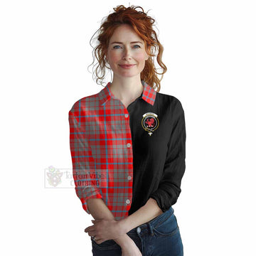 Moubray Tartan Women's Casual Shirt with Family Crest and Half Of Me Style Female - Tartan Vibes Clothing