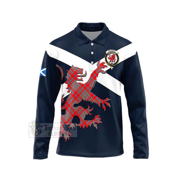 Moubray Tartan Lion Rampant Long Sleeve Polo Shirt Proudly Display Your Heritage with Alba Gu Brath and Clan Name Unisex - Tartan Vibes Clothing