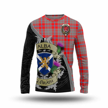 Moubray Tartan Family Crest Long Sleeve T-Shirt Lion Rampant Royal Thistle Shield Celtic Inspired Unisex - Tartan Vibes Clothing